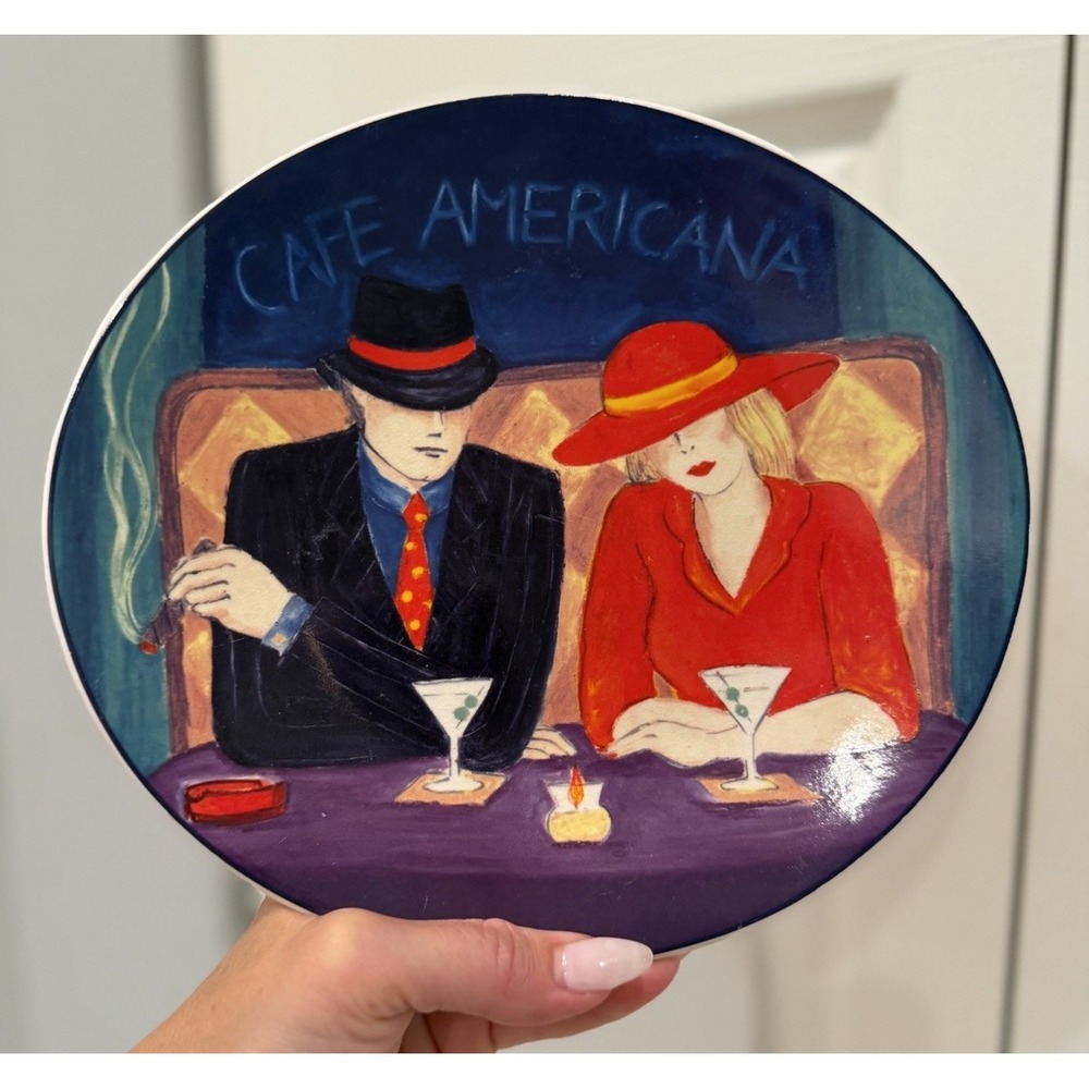 SANGO Cafe Americana Salad PLATE art deco MARTINI / CIGAR / COUPLE Vintage